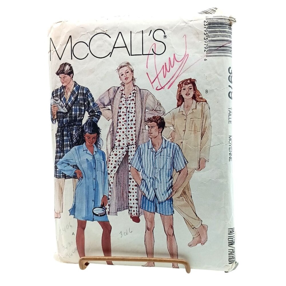 Vintage McCalls 3979 Pajama Pattern for Men & Women Medium 1988